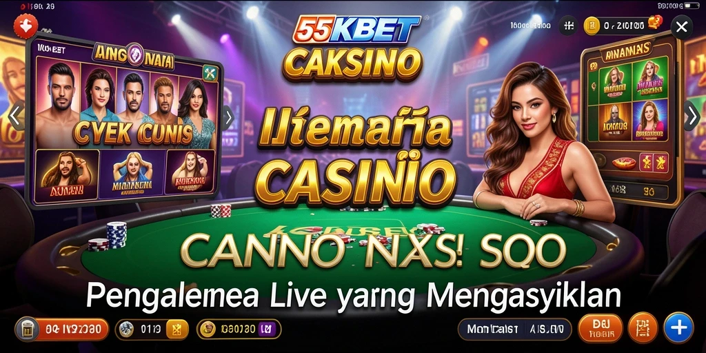 Screenshot gameplay 55KBET menampilkan interaksi dealer yang menarik dan suasana kasino langsung.