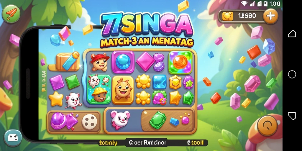 Gameplay menarik dari 77SINGA dengan kombinasi permata warna-warni.