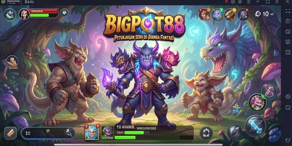 Screenshot menunjukkan karakter dalam aksi di dunia petualangan.