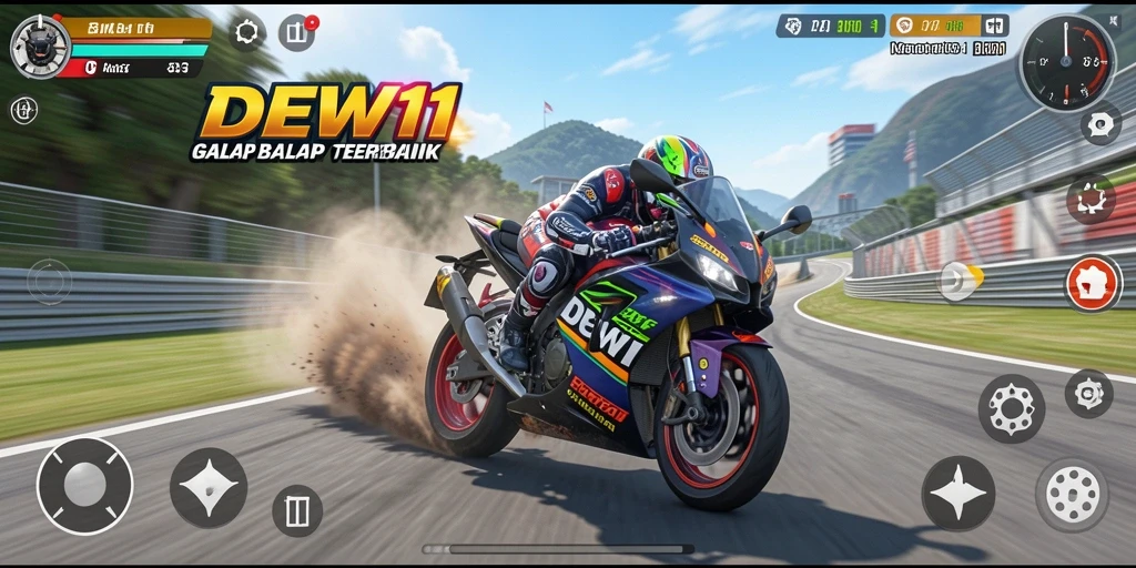 Gameplay seru dalam balapan motor dengan lintasan mendebarkan.
