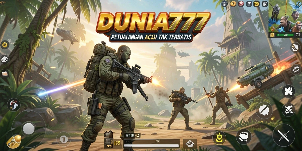 Screenshot DUNIA777 menampilkan aksi intens dalam pertempuran TPS yang menarik.