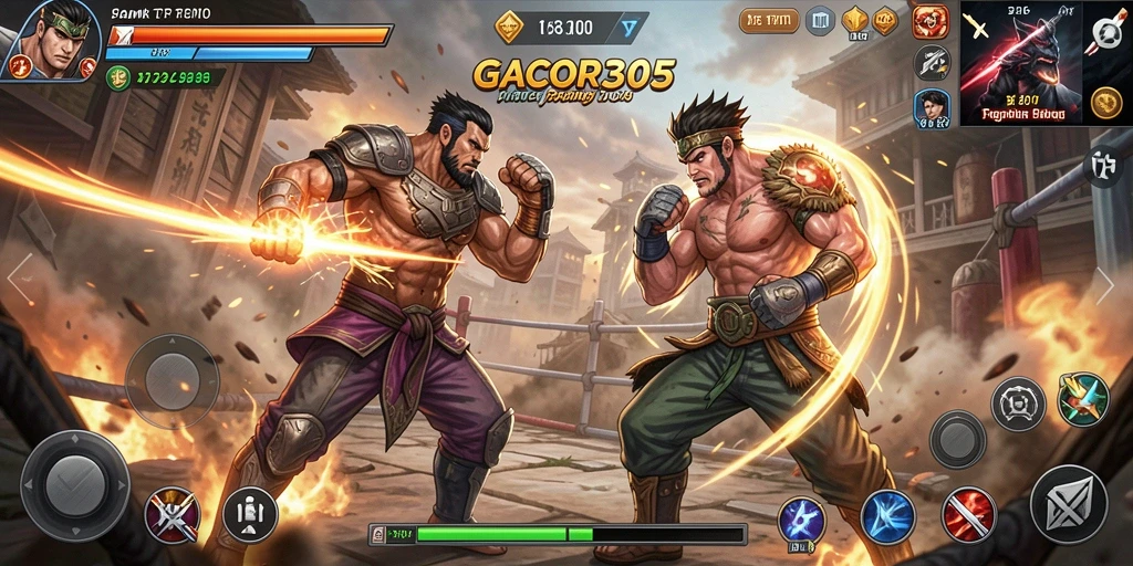 Screenshot GACOR305 menampilkan aksi pertarungan yang intens.