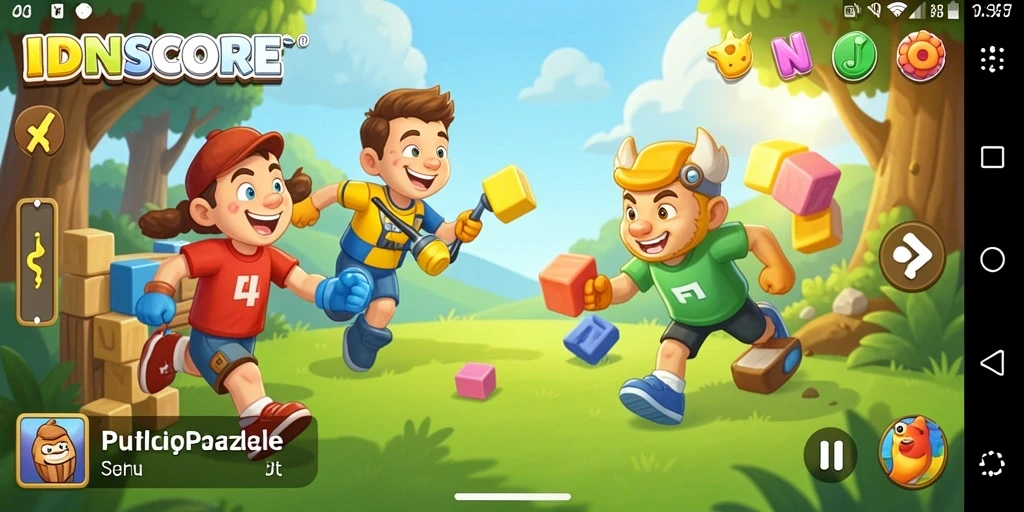 Tampilan gameplay IDNSCORE menampilkan tantangan Puzzle yang menarik.