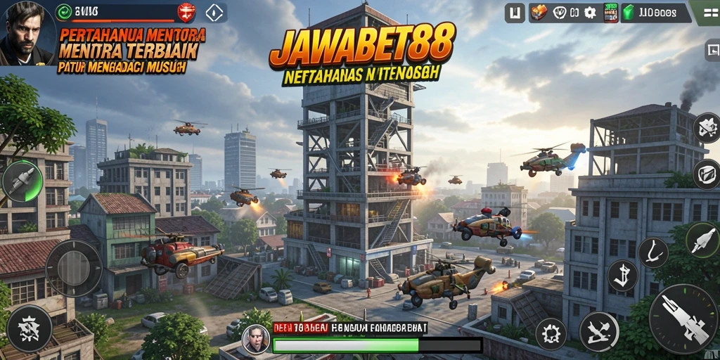 Tampilan gameplay <strong>JAWABET88</strong> yang menegangkan saat mempertahankan menara.