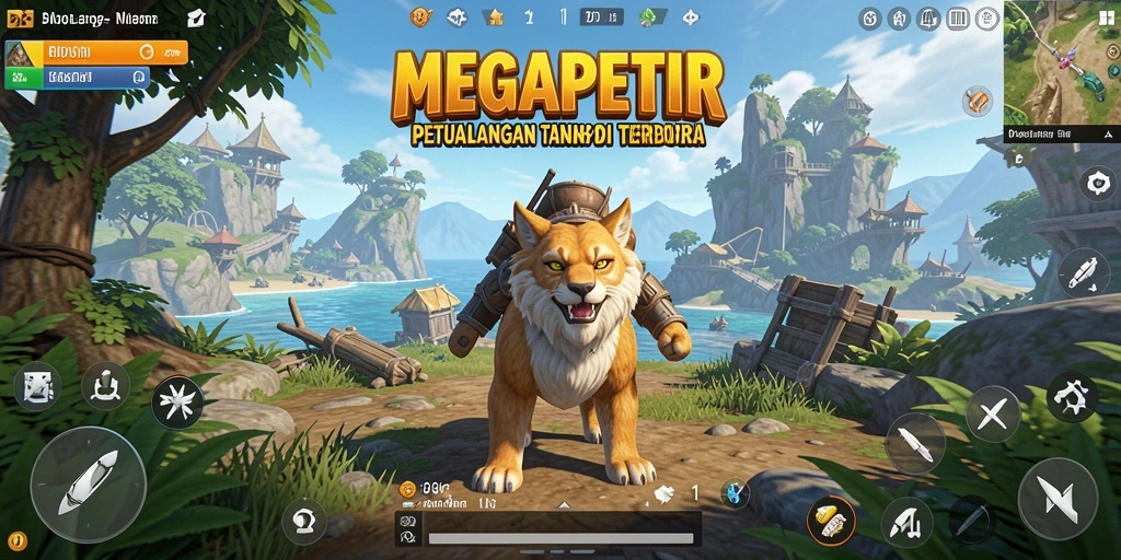 Gameplay MEGAPETIR menampilkan petualangan seru di dunia terbuka.
