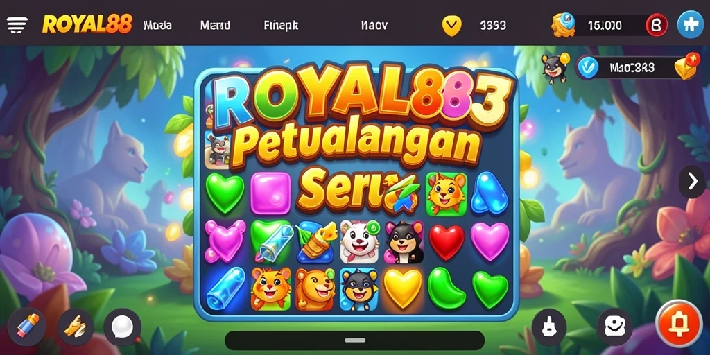 Tampilan gameplay seru dari ROYAL88 dengan kombinasi objek warna-warni.