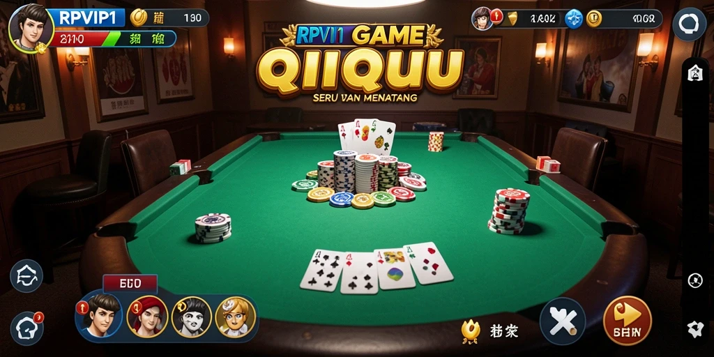 Tampilan gameplay seru di RPVIP1 dengan kartu QiuQiu.