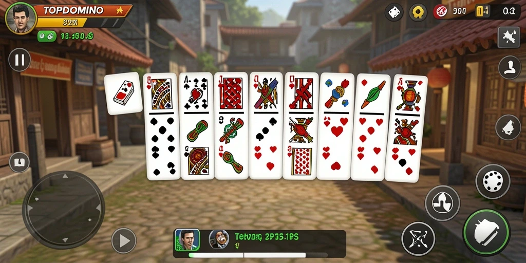 Screenshot gameplay TOPDOMINO dengan aksi mendebarkan di arena tempur.