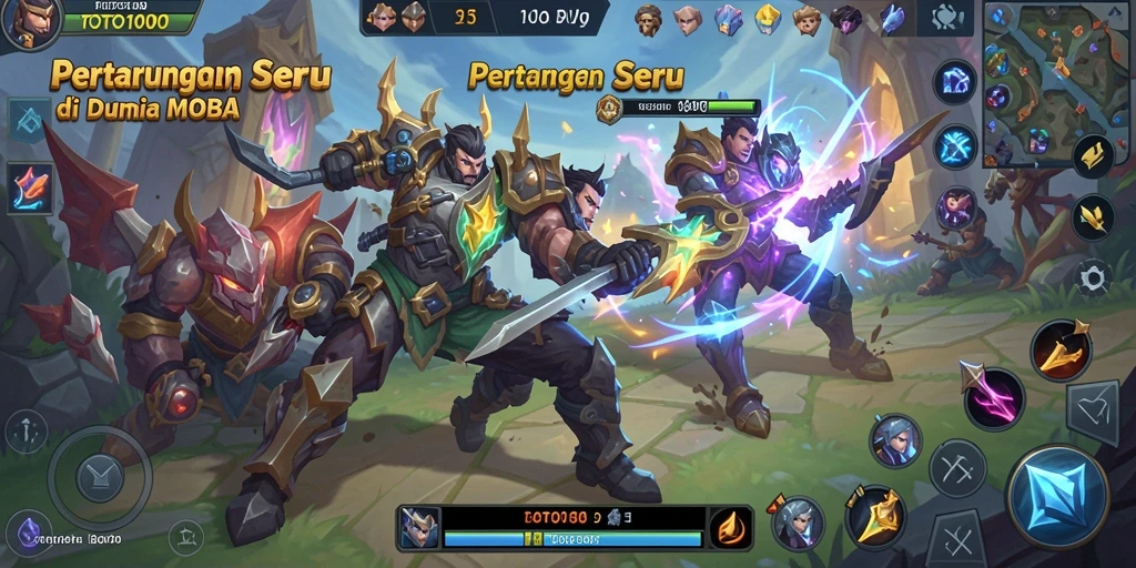 Tampilan seru gameplay TOTO1000 dalam arena MOBA.