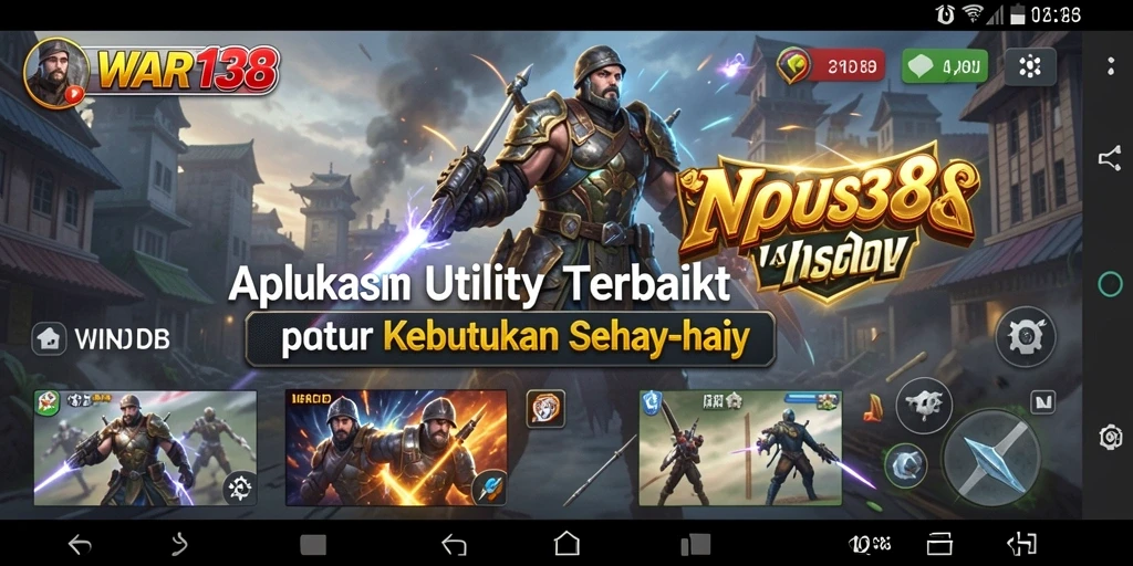 Tampilan utama aplikasi WAR138 dengan berbagai fitur Utility.